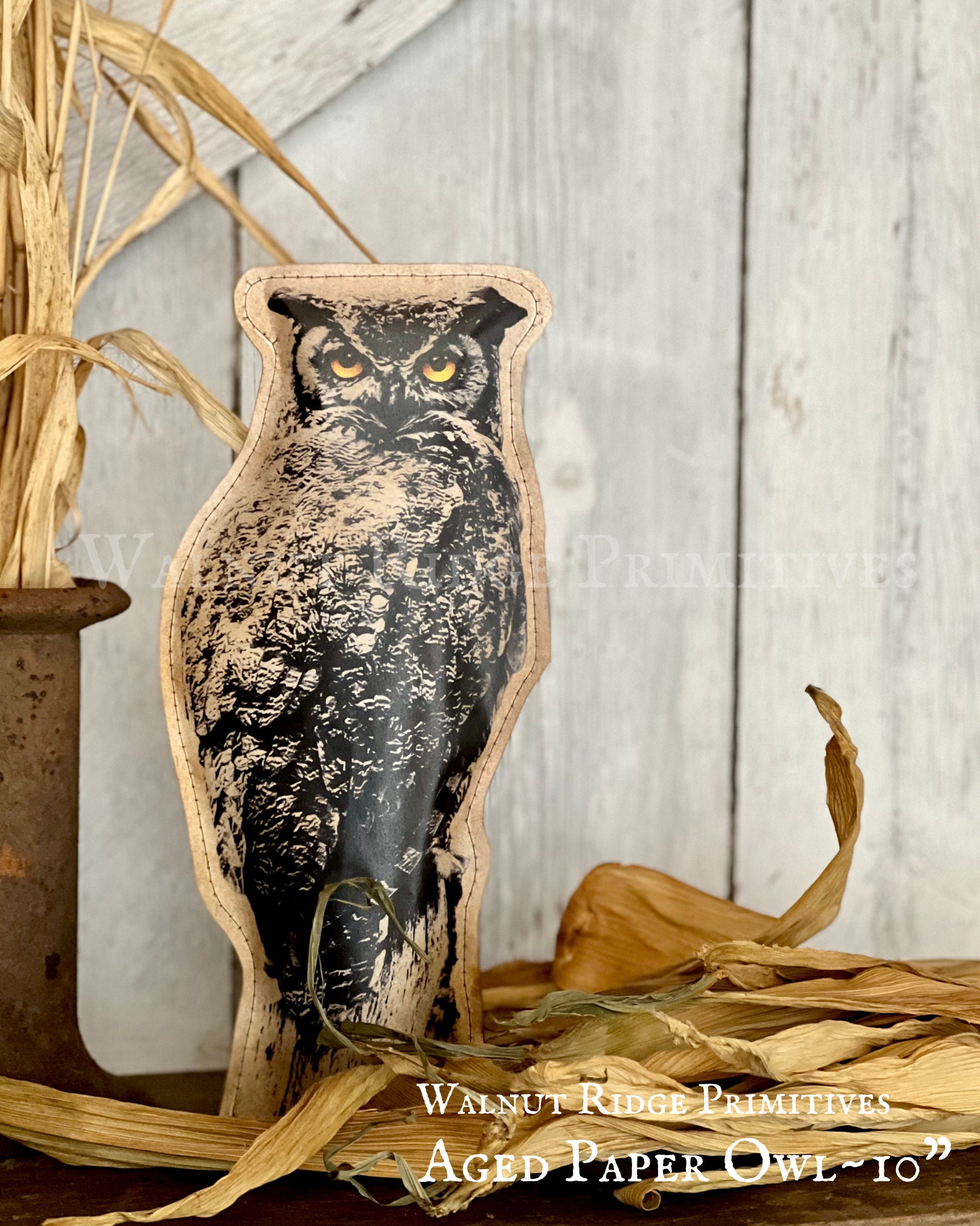 Owl Halloween Pattern Aged Paper Owl, Instant Download with Printable Image by Walnut Ridge Primitives