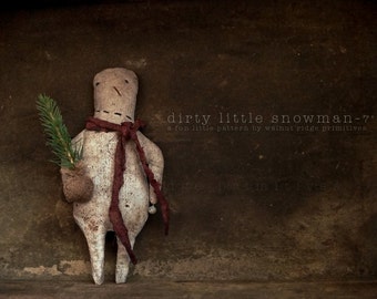 Instant Download E-patroon Dirty Little Snowman naaien, pop, ornament door Walnut Ridge Primitives