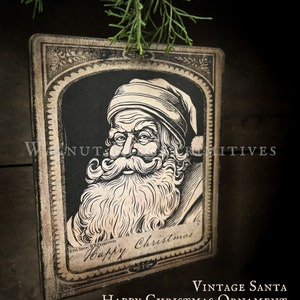 Vintage Happy Christmas Santa Ornament, Primitive Pattern, Instant Download by Walnut Ridge Primitives