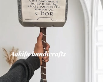Replika młota Thora Mjolnir | Aluminiowy metalowy rekwizyt do cosplayu