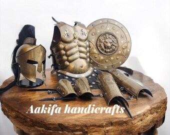 Spartan Armor Set: 18 Gauge Steel, Shield, Helmet, and Guards