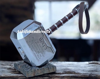 Aluminiowa replika młota Thora | Mjolnir, rekwizyt do cosplayu (15x5x7,25")