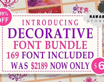 Dekorative Schriftarten und Monogramm Bundle | Elegante Schrift-, Hochzeits-, Cricut- und Handwerks-Schriftsammlung