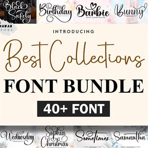 40+ Font Bundle: Retro, Boho, Logo & Wedding Fonts