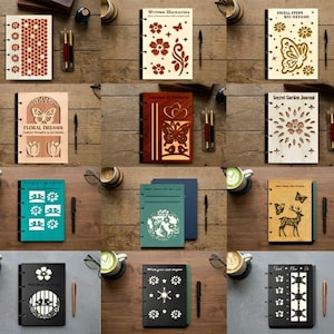 Laser Cut Wooden Notebook Cover SVG Bundle, A5 Journal Engraving Files (Digital Download)