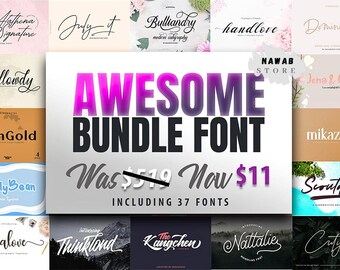 Handwritten Script Font Bundle: Modern Calligraphy Fonts for Cricut, Procreate