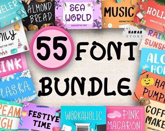 Pacote com 55 fontes | Fontes manuscritas, cursivas e de exibição (Download digital)