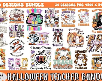 Halloween Teacher PNG Bundle: Spooky Sublimation Designs (Digital Download