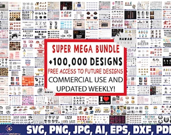 Mega SVG Design Bundle – 100000+ SVG Designs Pack for Commercial Use | Printable & Laser Files