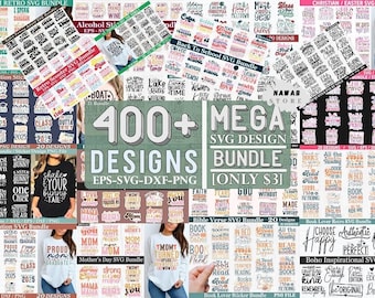 Mega SVG Design Bundle: 400+ Files, Commercial Use (Instant Download)