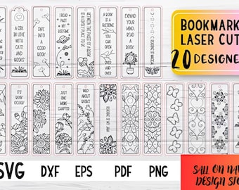 Bookmark Laser Cut SVG Bundle, Engraved Wooden Template (Digital File)