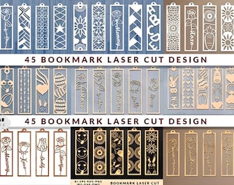 45Bookmark Bundle Svg, Wooden Template Engraved Laser Cut Files, Book Lover Gift, Teacher Gift Glowforge File, Digital File, Book lover Svg