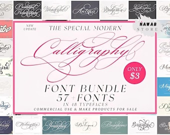 Paquete de fuentes de caligrafía moderna: fuentes para bodas y Cricut