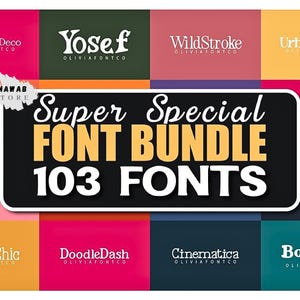 Bundel met 103 lettertypen: handgeschreven, kalligrafie en scriptlettertypen (directe download)