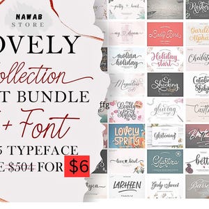 35 Unique Fonts Bundle: Procreate, Canva, Cricut (Digital Download)