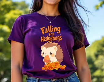 Autumn Hedgehog T-Shirt – Falling for Hedgehugs Fall Animal Tee, Funny Pumpkin Top