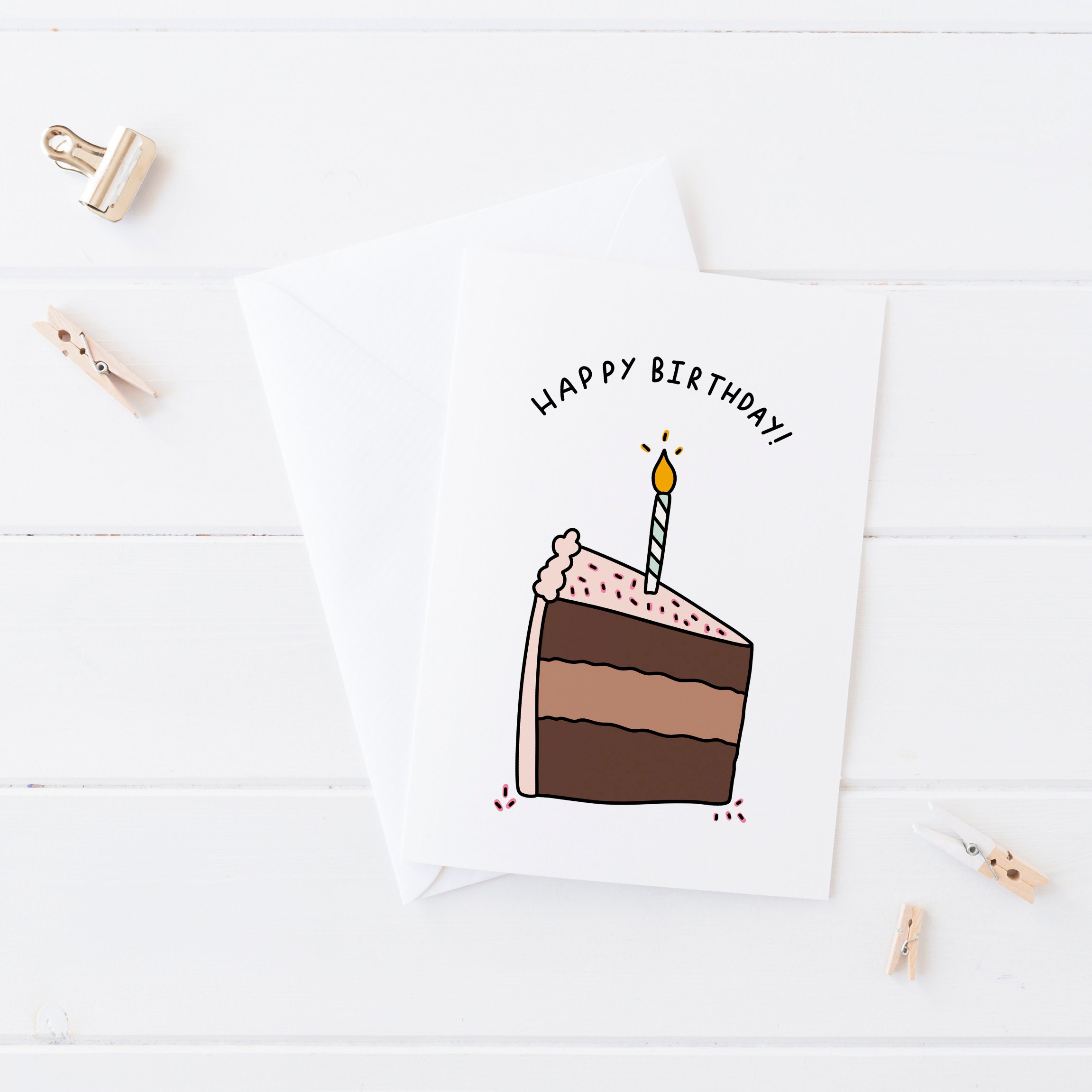 Happy Birthday Chocolate Cake Printable Birthday Card | Etsy