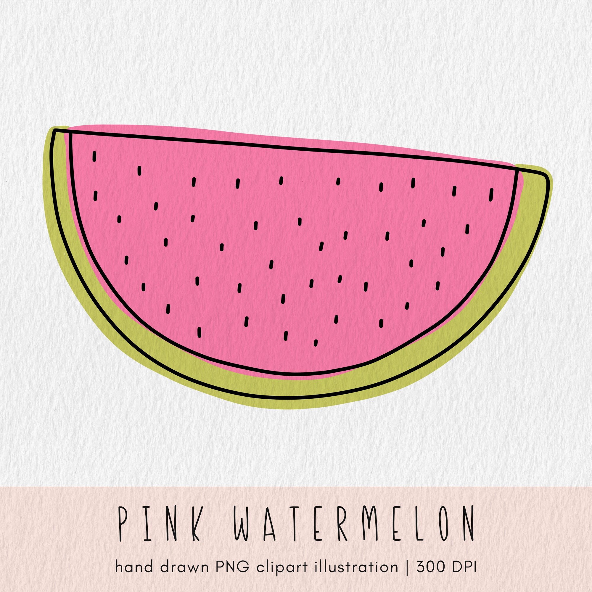 Pink Watermelon Fruit Clipart PNG Graphic in 300 dpi Instant Etsy
