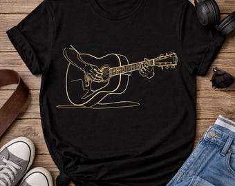 Camiseta con dibujo de guitarra acústica, regalo para músicos