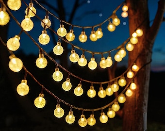 Solar String Lights – 100 LED Crystal Globe Fairy Lights, Waterproof Outdoor Garden & Party