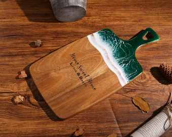 Personalized Cutting Board | Ocean Resin Cheese Board | Engagement Couple Unique Gift | Wedding Gift for Couple | Housewarming Gift