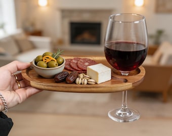 Personal Charcuterie Board, Single charcuterie Board, Wine holder, Gift for Him or Her, Gifts for wine lovers, Appetizer Plates