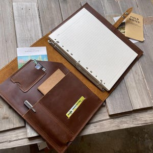 Personalized Leather Portfolio Binder: Zippered Padfolio Organizer Case