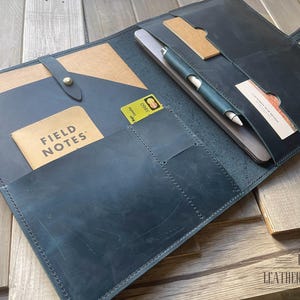 Custom Leather Portfolio Padfolio Case for Men Women Daily Work Organizer Notebook Cover