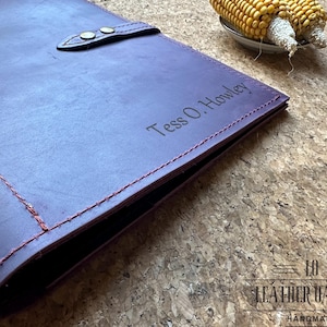 Personalized Purple Leather Portfolio: Zippered Padfolio, Work Organizer