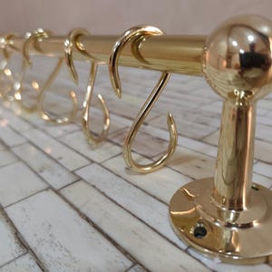 Unlacquered Brass Pot Rack: Wall Mounted Kitchen Organizer