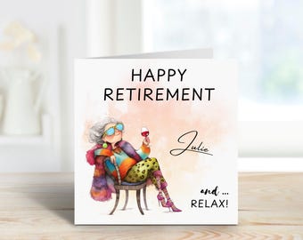 Biglietto di auguri personalizzato per la pensione, congratulazioni, per lei, mamma, amica, collega, insegnante