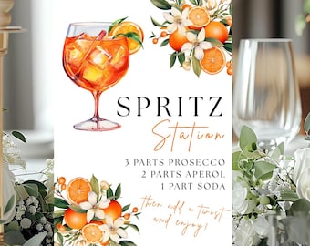 Personalized Aperol Spritz Bar Sign, Wedding Party Decor, Digital Download, Printable