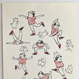 Boy Dancing with Dog Screen Print
