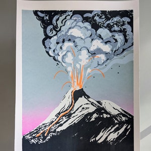 Neon Volcano Screen Print