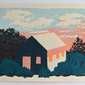 Glowing Sunset House Screen Print