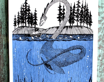 Loch Ness Monster Screen Print