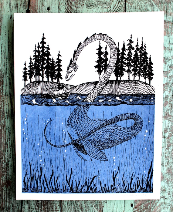 Loch Ness Monster Screen Print