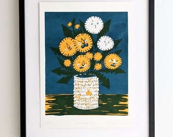 Screen print art Dandelion Can