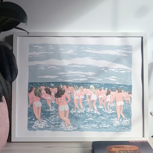 Skinny Dipping Beach Screen Print