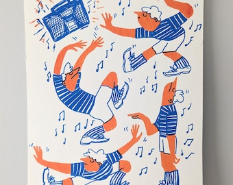 Dancing dude screen print