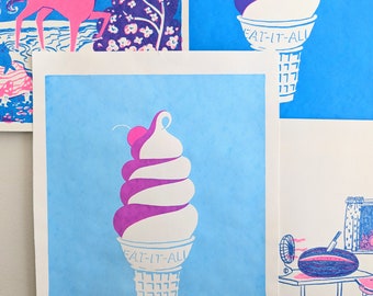 Soft Serve Swirl Ice Cream Cone Screen Print