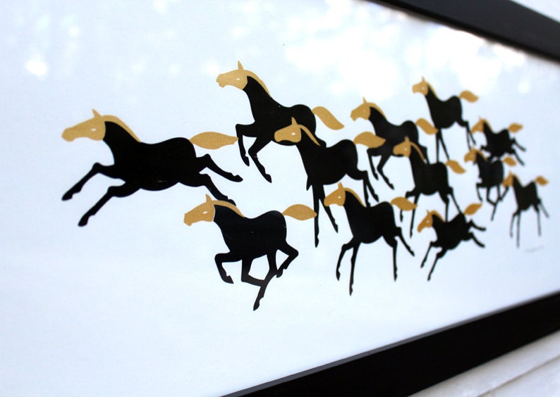 Limited Edition Running Horses Screen Print edition of 42 Etsy