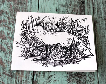 Greeting Card Fox in the Garden