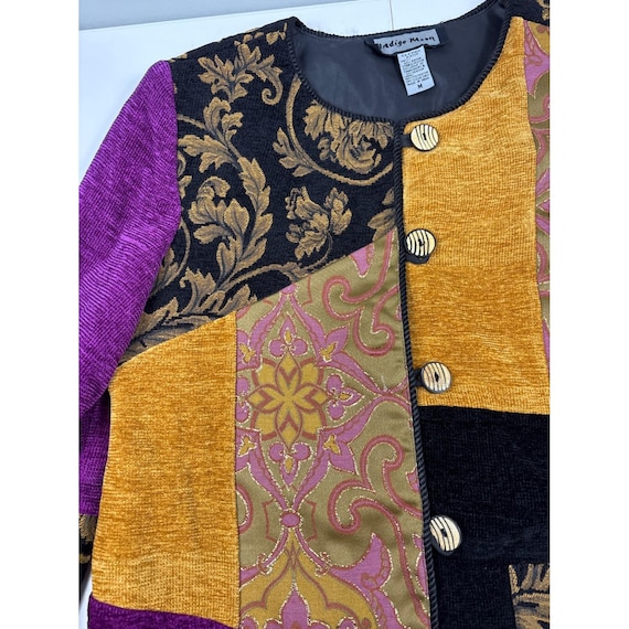 Indigo Moon Patchwork Chenille Jacket Womens M Ar… - image 5