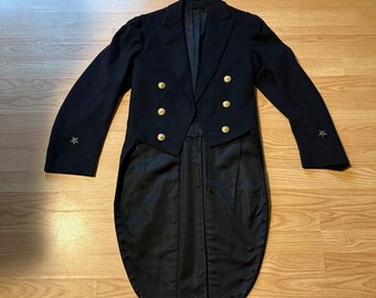 Vintage Schwarz Militär Tailcoat Gold Adler Knöpfe