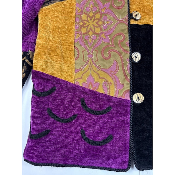 Indigo Moon Patchwork Chenille Jacket Womens M Ar… - image 4
