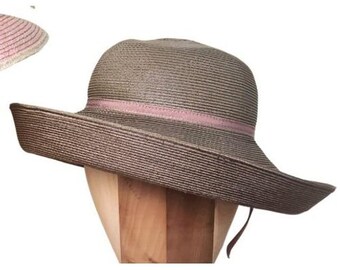 Eric Javits Brown Wool Hat With White Hatband, Label  display picture 3
