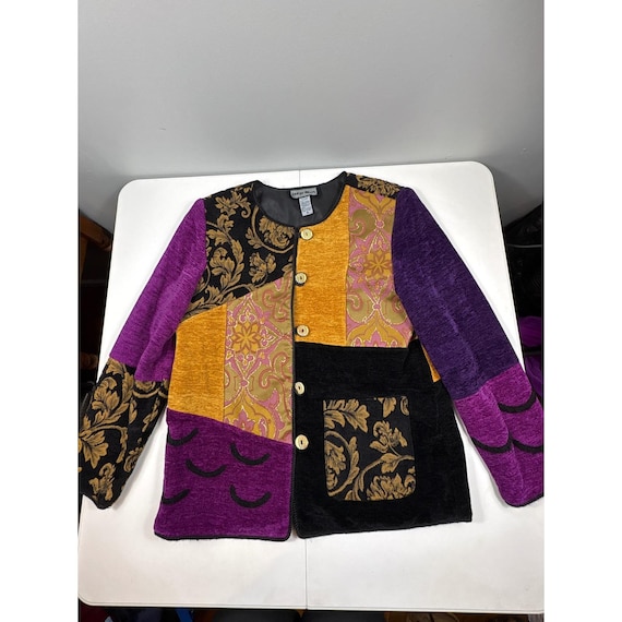 Indigo Moon Patchwork Chenille Jacket Womens M Ar… - image 1