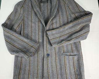 Irish Tweed Wool Blazer Womens M Donegal Stripe Jacket Academia Boho