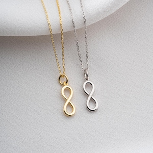 Unendlich Halskette in 925 Sterling Silber, Minimal Infinity Anhänger, Vergoldeter symbolischer Schmuck